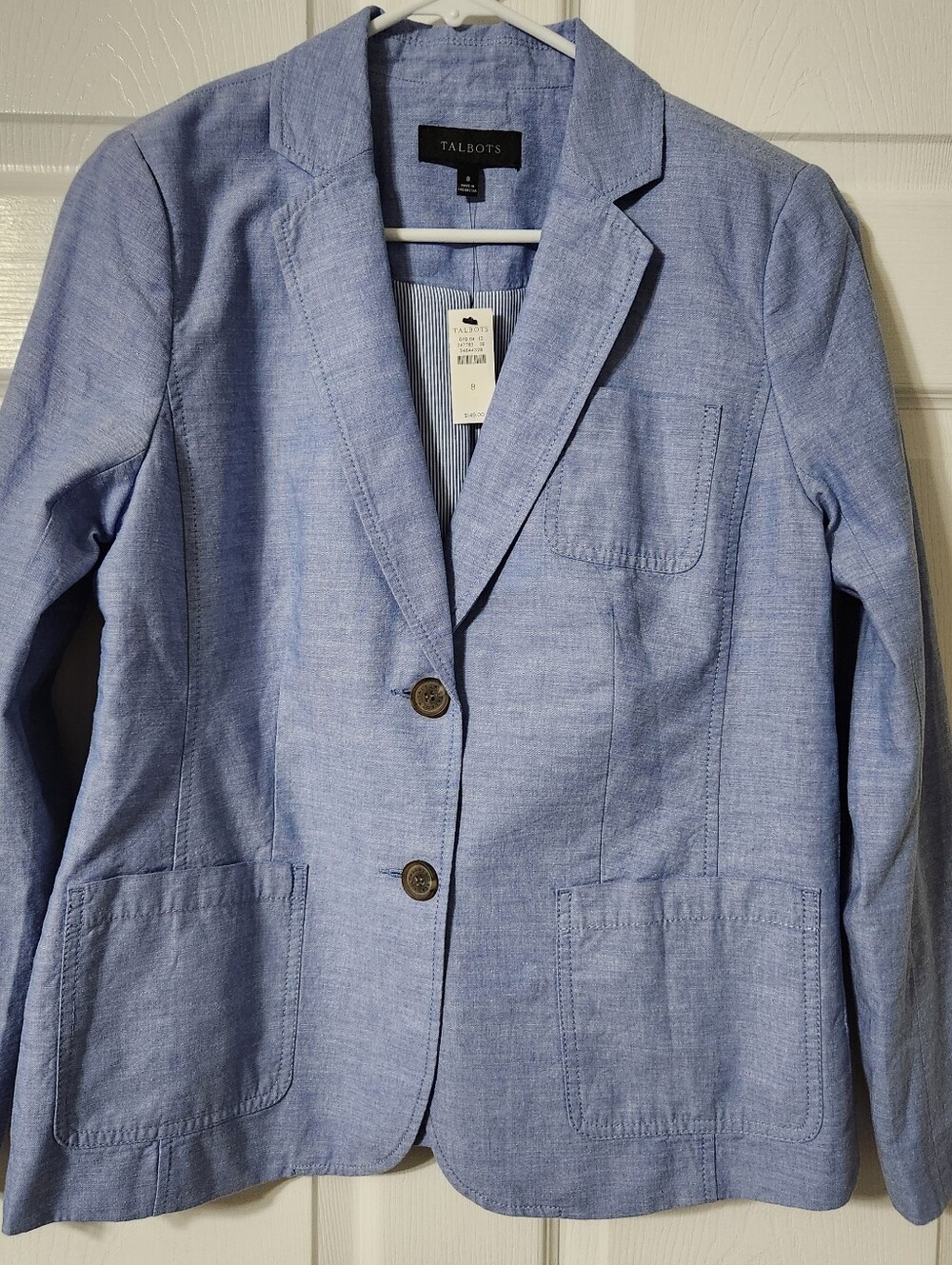 Talbots Newport Chambray Light Blue Blazer, Size 8